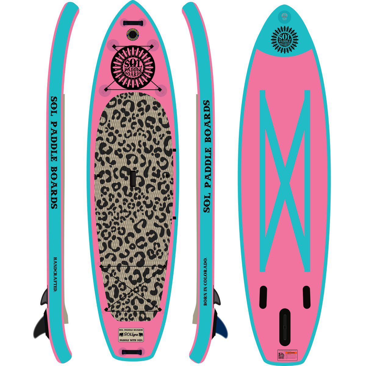 GalaXy SOLlynx Inflatable Paddle Board showcasing all four sides of the SUP board