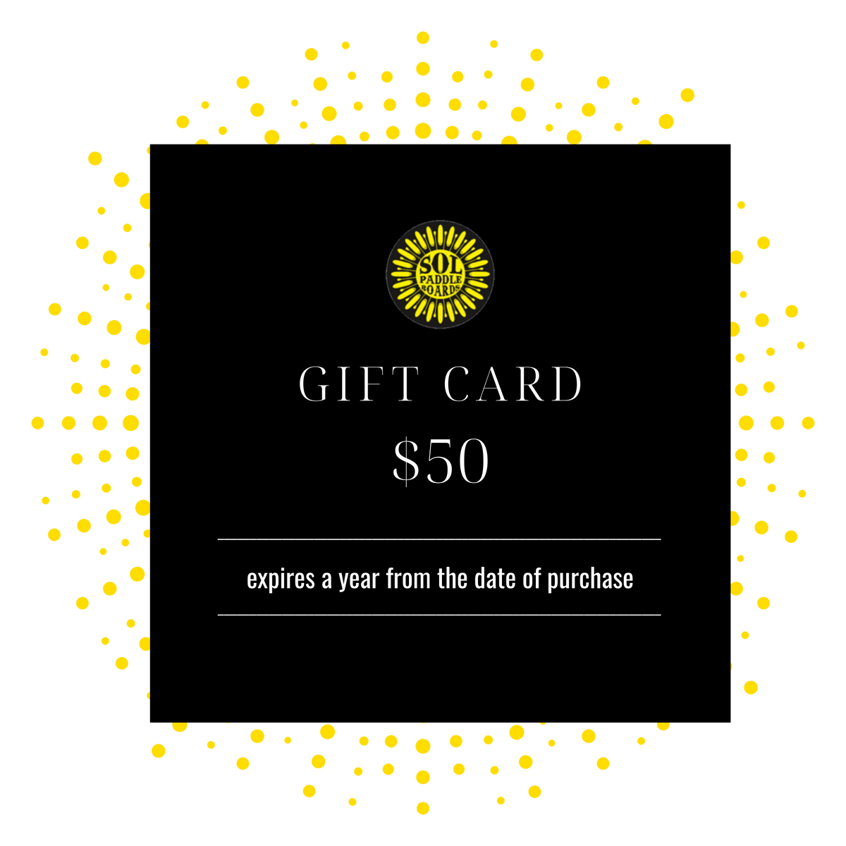$50 SOL Paddle Boards Gift Card